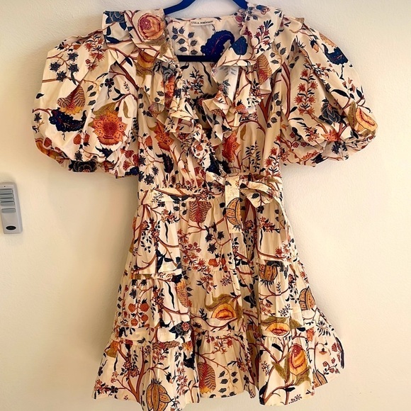 Ulla Johnson Neutral Maude floral cotton wrap mini dress 4 - Picture 6 of 13